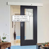 Single Sliding Door & Wall Track - Eindhoven Black Primed Door - Clear Glass - Unfinished