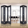 Five Folding Doors & Frame Kit - Eindhoven Black Primed 3+2 - Clear Glass - Unfinished