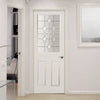 White PVC eldon door with grained faces andromeda style toughened glass 