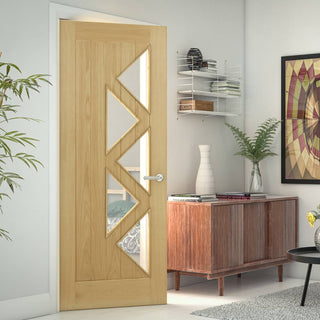 Image: Ely oak door with 5 triangular glass panes