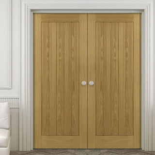 Image: Bespoke Ely Real American Oak Veneer Internal Door Pair - Prefinished