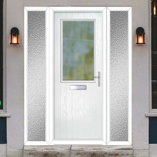Image: Cottage Style Escala 1 Composite Front Door Set with Double Side Screen - Clear Glass - Shown in White