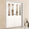 Eton White Primed Victorian Shaker Door Pair - Clear Glass