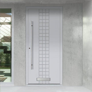 Image: External ThruSafe Aluminium Front Door - 1725 CNC Grooves Solid - 7 Colour Options