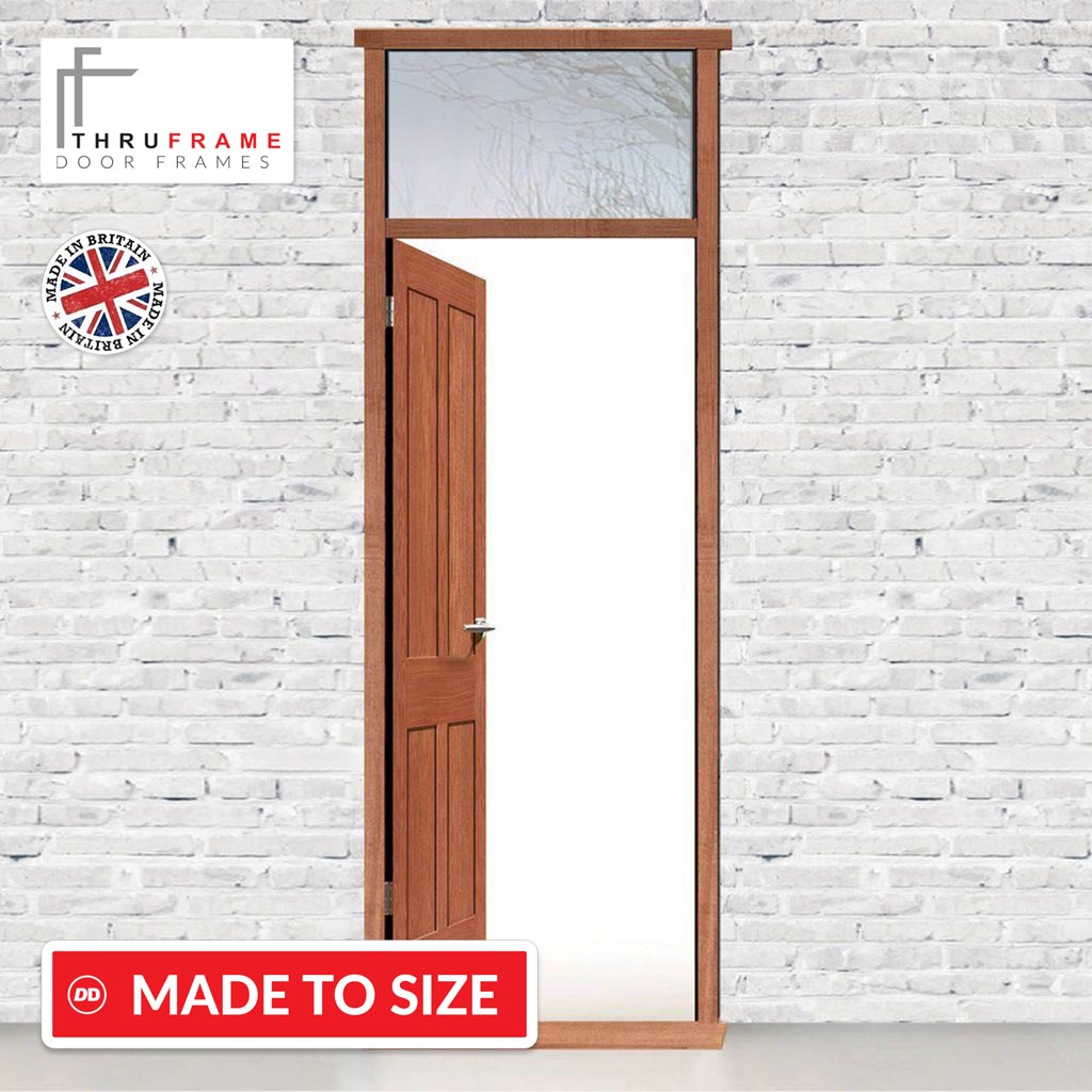 Exterior Door Frame with Transom Rail - Clear Double Glazing, Suits a Single Door, Made to Size