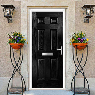 Image: Premium Composite Front Door Set - Camarque Solid - Shown in Black