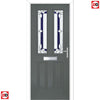 Premium Composite Front Door Set - Esprit 2 Winestead Blue Glass - Shown in Mouse Grey