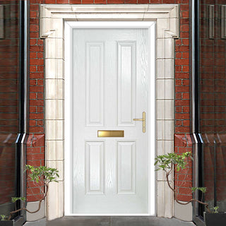 Image: Premium Composite Front Door Set - Esprit Solid - Shown in White