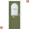 Premium Composite Front Door Set - Snipe 1 Veneto Glass - Shown in Reed Green