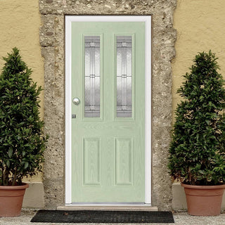 Image: GRP Green & White Malton Composite Door - Leaded Double Glazing