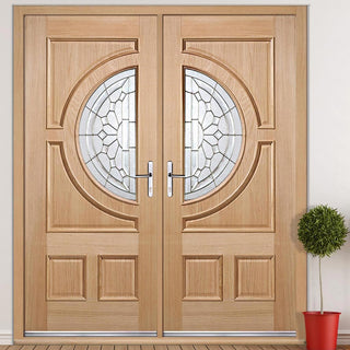 Image: Empress External Oak Door Pair - Zinc Bevel Clear Tri Glazing