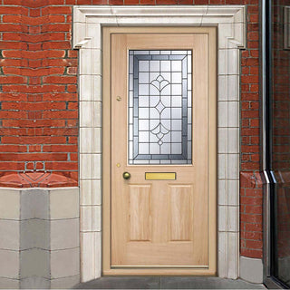 Image: Winchester External Oak Front Door - Part Frosted Zinc Double Glazing - Warmerdoor Style