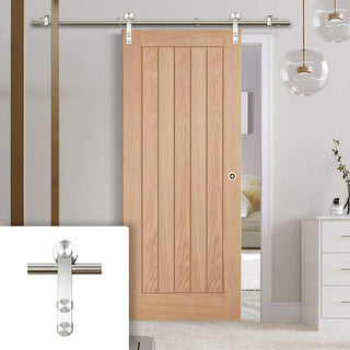 Image: Saturn Tubular Stainless Steel Sliding Track & Belize Oak Door - Prefinished