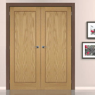 Image: LPD Joinery Oak 1P Inlay Flush Fire Door Pair is Prefinished and 30 Minute Fire Rated