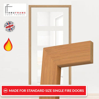 Image: Made to Size Single Interior Unfinished Oak Veneered Frame and Simple Architrave Set - For 30 Minute Fire Doors