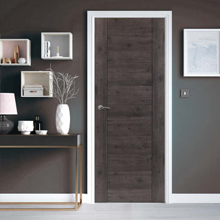 Image: J B Kind Laminates Alabama Cinza Dark Grey Coloured Fire Door - 1/2 Hour Fire Rated - Prefinished