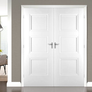 Image: Amsterdam 3 Panel Door Pair - White Primed