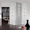 Three Folding Doors & Frame Kit - Palermo 3+0 - Obscure Glass - White Primed