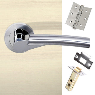 Image: Florida Status Lever on Round Rose - Satin Chrome - Polished Chrome Handle Pack