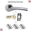 Florida Status Fire Lever on Round Rose - Satin Chrome - Polished Chrome Handle Pack
