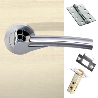 Image: Florida Status Fire Lever on Round Rose - Satin Chrome - Polished Chrome Handle Pack