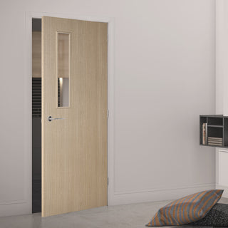 Image: Bespoke Door - Flush American Ash Veneer - Clear Glass - 08 - Prefinished