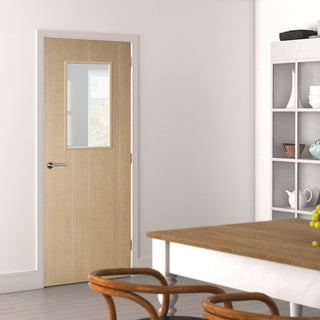 Image: Bespoke Door - Flush American Ash Veneer - Clear Glass - 01 - Prefinished