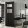 Bespoke Door - Flush American Dark Grey Ash Veneer - Clear Glass - 02 - Prefinished