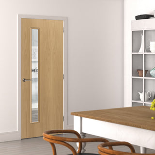 Image: Deanta oak veneered interior door with safety glass