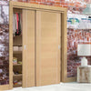 Bespoke Thruslide Forli Oak Flush 2 Door Wardrobe and Frame Kit - Aluminium Inlay - Prefinished