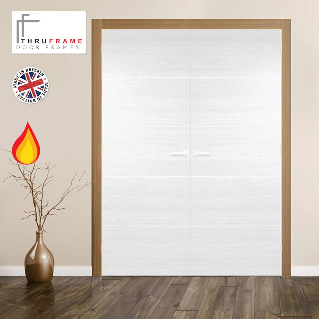Thruframe Double Fire Door Frame Kit in Oak Veneer - Suits Double Fire Doors