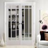 Manhattan Door Pair - Bevelled Clear Glass - White Primed