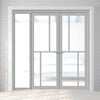 Bespoke Room Divider - Eco-Urban® Hampton Door Pair DD6413C - Clear Glass with Full Glass Side - Premium Primed - Colour & Size Options