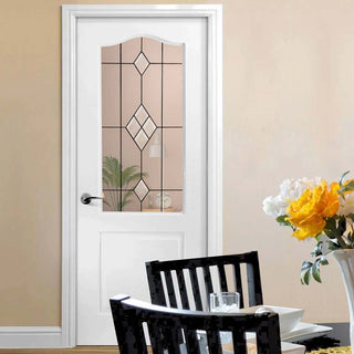 Image: Classic Grained Internal PVC Door - Starburst Style Clear Glass