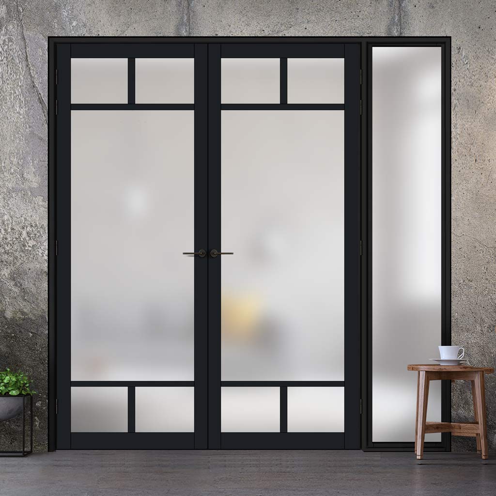 Room Divider - Handmade Eco-Urban® Sydney Door Pair DD6417F - Frosted Glass - Premium Primed - Colour & Size Options