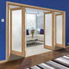 Six Folding Doors & Frame Kit - Pattern 10 Oak 3+3 - Frosted Glass - Unfinished