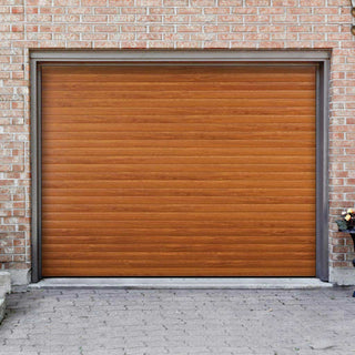 Image: Gliderol Electric Insulated Roller Garage Door from 2147 to 2451mm Wide - Golden Oak