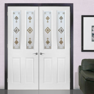 Image: Grainger Internal PVC Door Pair - Argyle Sandblasted Design Glass