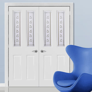 Image: Grainger Internal PVC Door Pair - Bancroft Sandblasted Design Glass