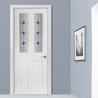Image: White PVC grainger door with grained faces decraresin 2 style toughened glass 