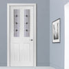 White PVC grainger door with grained faces decraresin 2 style toughened glass