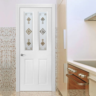 Image: White PVC grainger internal door argyle sandblasted desi