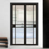 Room Divider - Greenwich Black Clear Glass Prefinished Door with Single Side