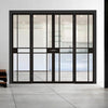 Room Divider - Greenwich Black Clear Glass Prefinished Double Doors with Double Sides
