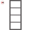 Brooklyn 4 Pane Solid Wood Internal Door UK Made DD6308G - Clear Glass - Eco-Urban® Stormy Grey Premium Primed