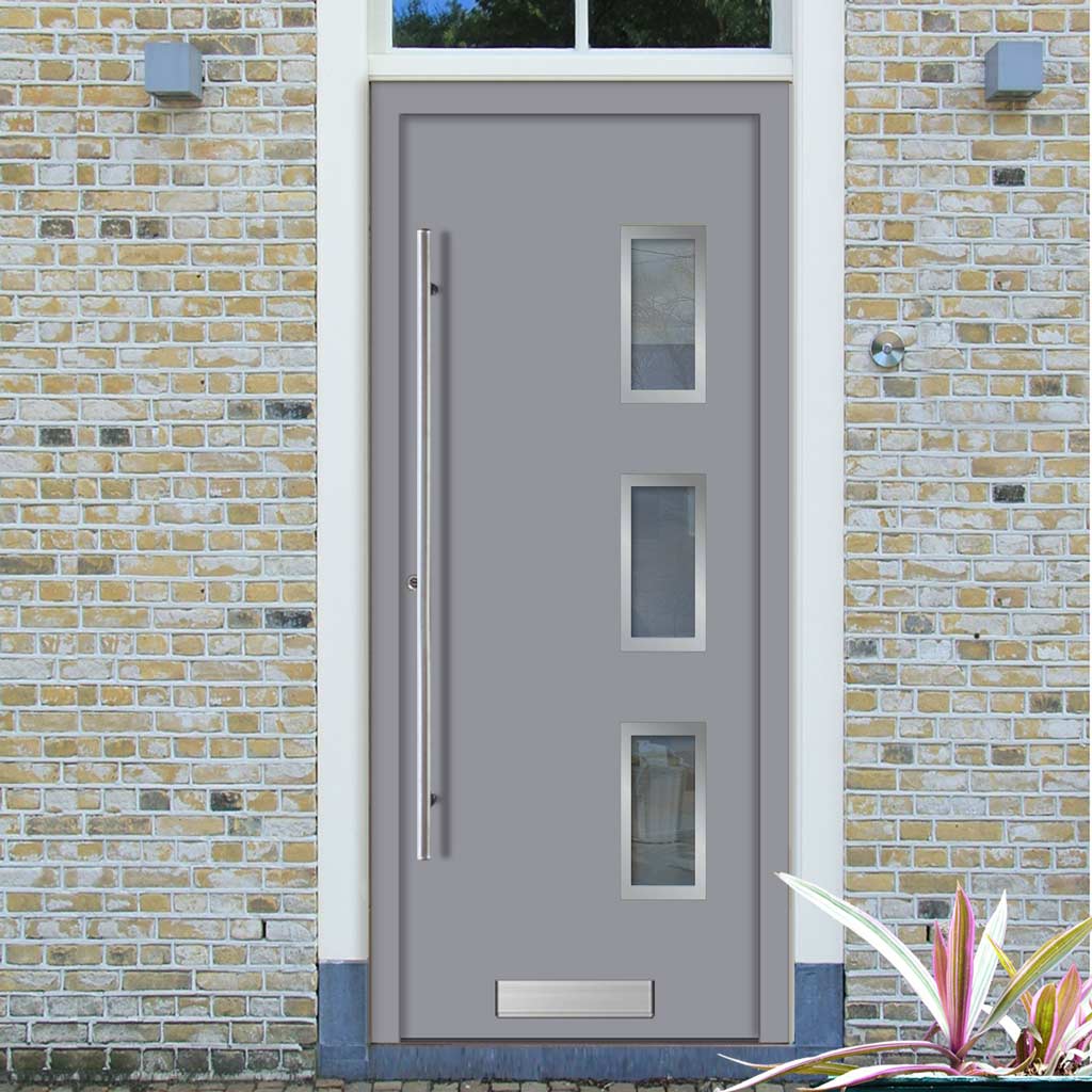 External ThruSafe Aluminium Front Door - 1364 Stainless Steel - 7 Colour Options