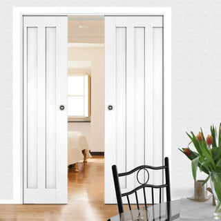 Image: Idaho Absolute Evokit Double Pocket Doors - White Primed