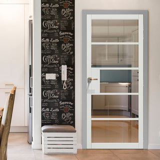 Image: JB Kind Industrial Metro White Internal Door - Clear Glass - Prefinished