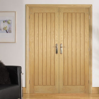 Image: Bespoke Mexicano Oak Door Pair - Vertical Lining