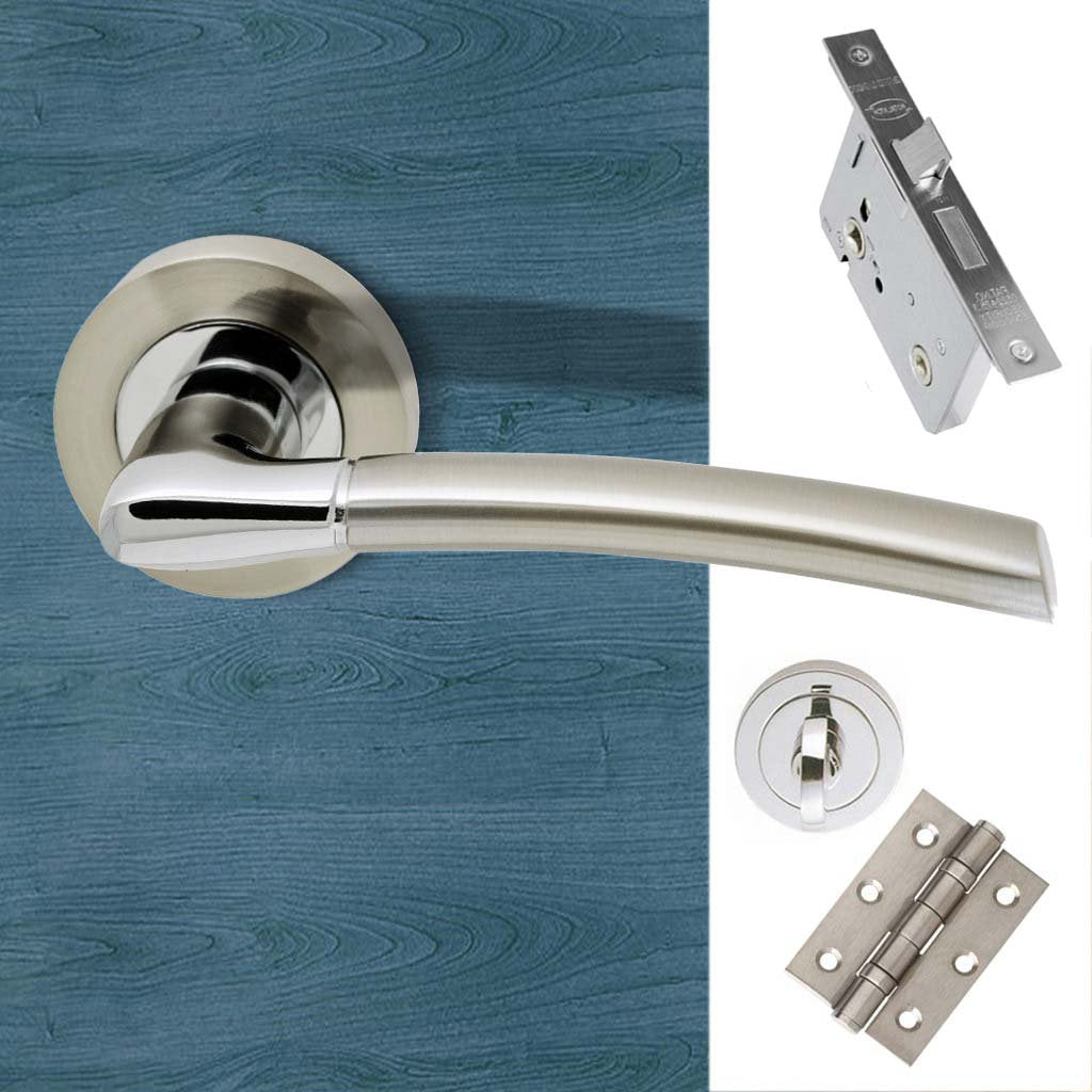 Mercury Bathroom Door Handle Pack - Polished Chrome - Satin Nickel